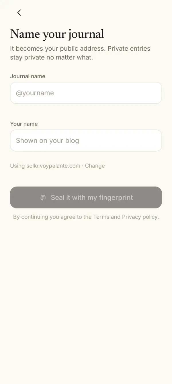Name your journal: journal name and your name