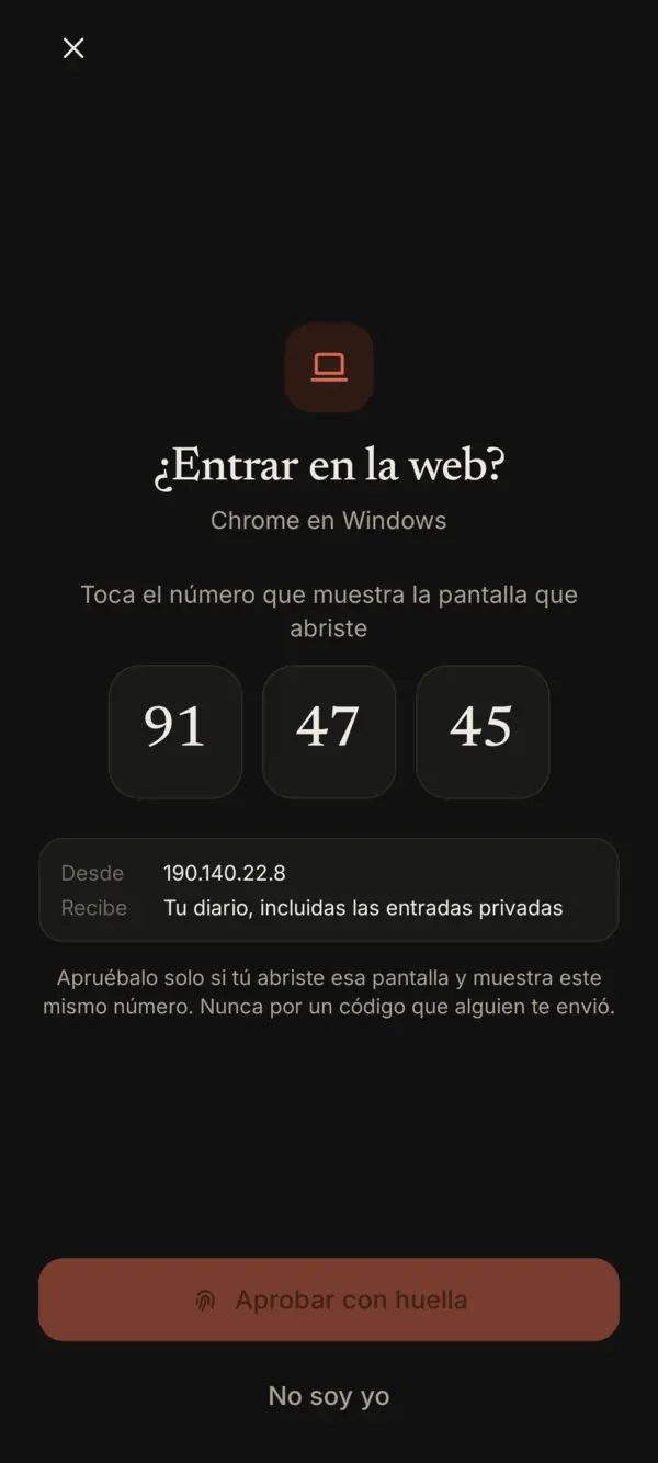 El teléfono pide tocar el número que muestra la pantalla que abriste