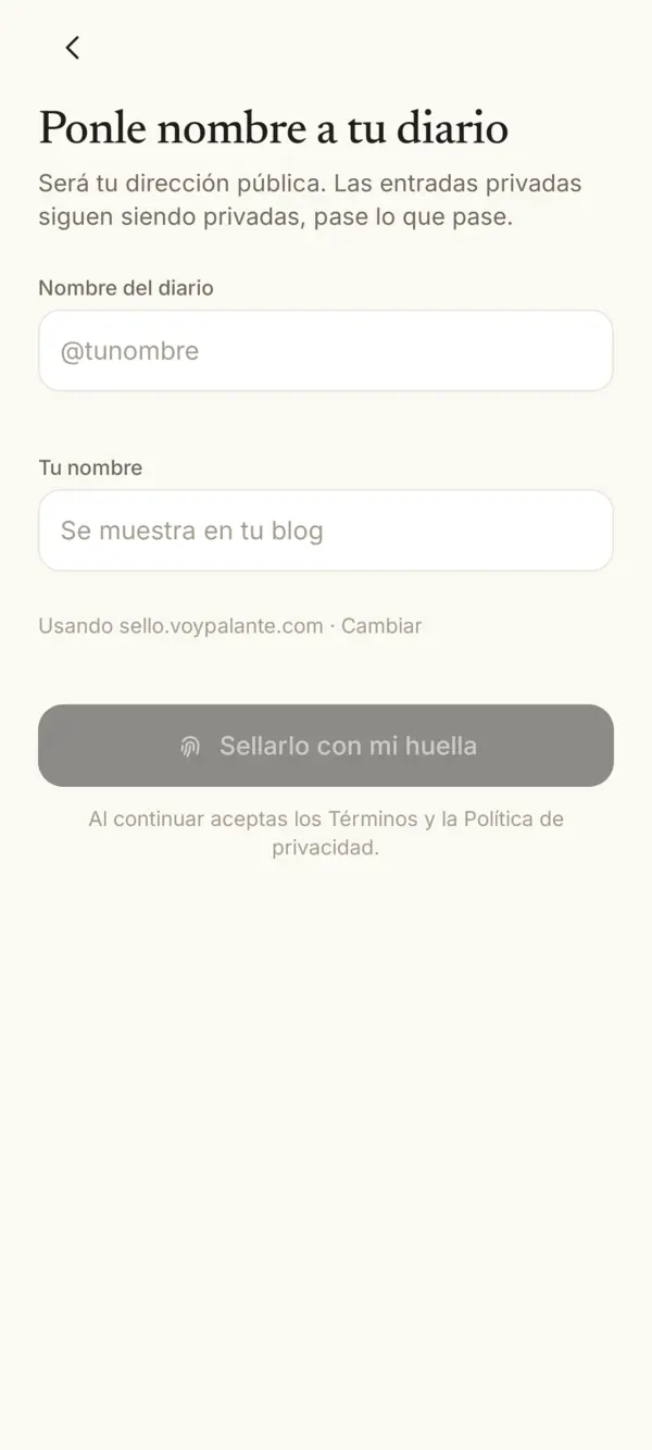 Ponle nombre a tu diario: nombre del diario y tu nombre